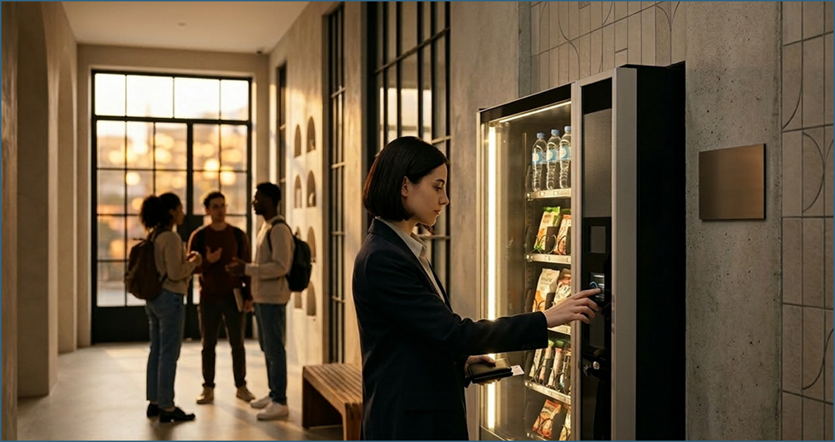 Machine distributrice dans un espace moderne